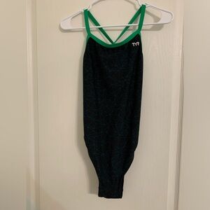 TYR Women’s XXL (38) 1pc Swimsuit Geometric black green blue